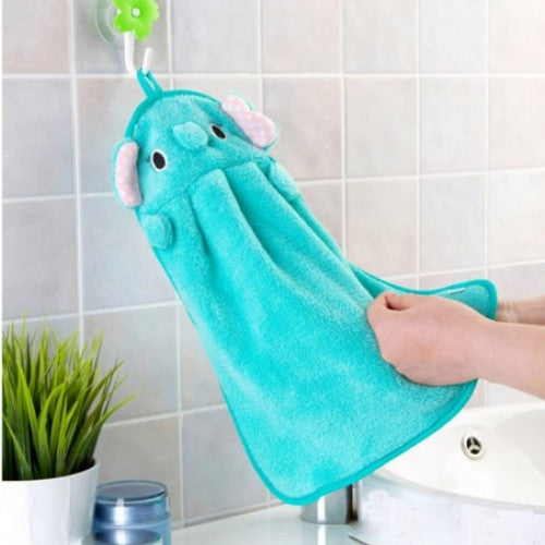 Soft Children's Cartoon Animal Hanging Wipe Bath Face Towel Baby Hand Towel