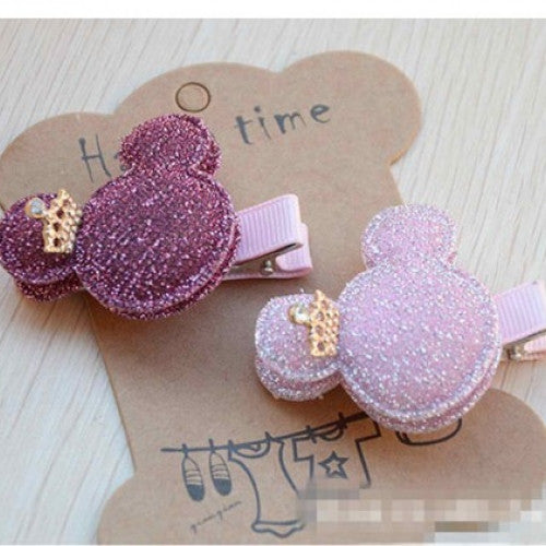 Crown Hair Clip Kids Children Hairpin Heart Bear Shiny Fabrics